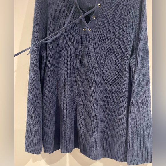 Old Navy Plus Size Lace-Up Bell Sleeve Sweater - In the Navy, XXL, Cozy Winter - Picture 5 of 11